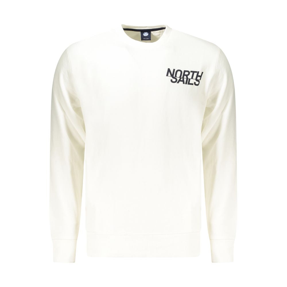 North Sails white cotton men's sweatshirt featuring a classic crewneck and relaxed fit, perfect for casual wear.