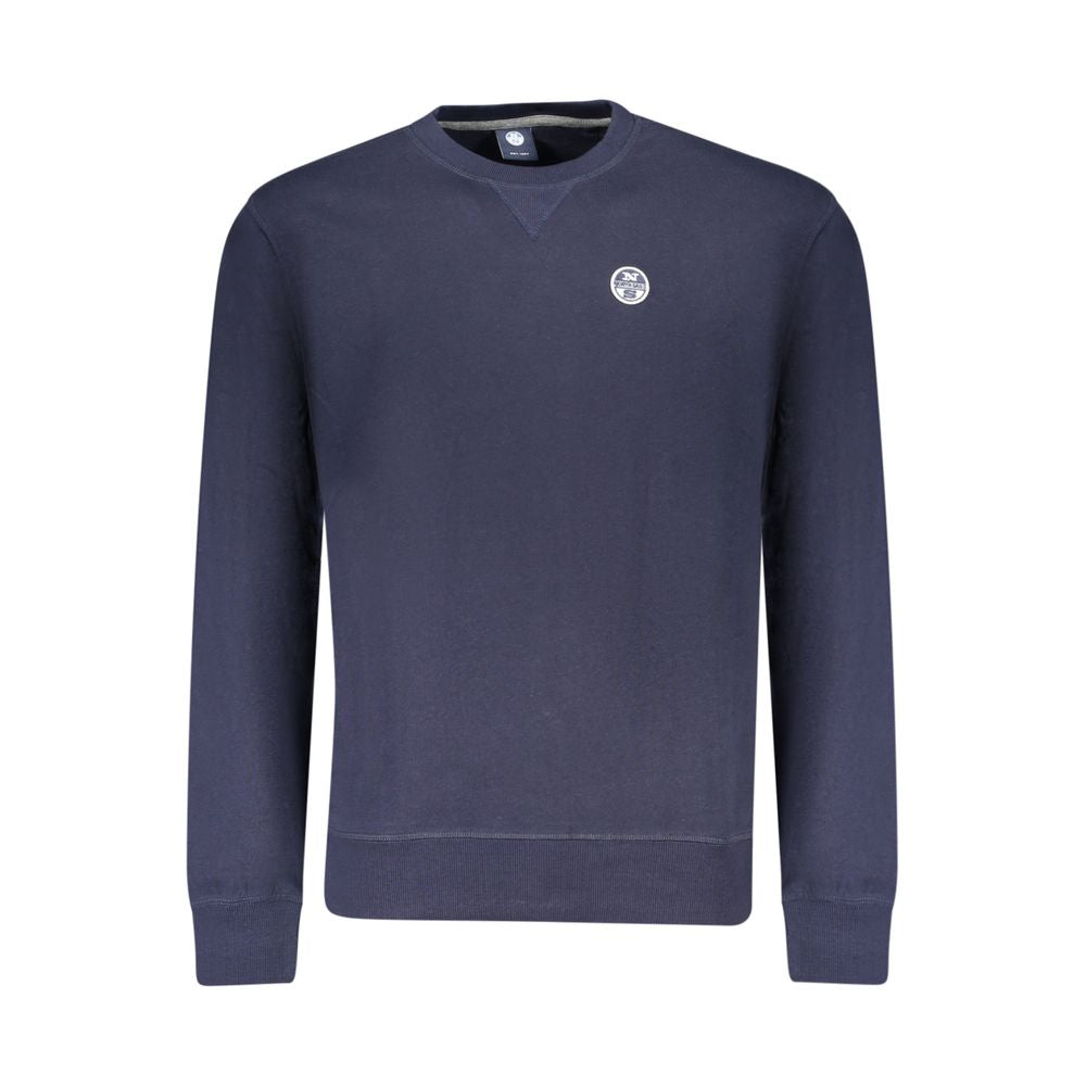 North Sails blue cotton men's sweatshirt with a crew neck and long sleeves, casual and comfortable for everyday wear.