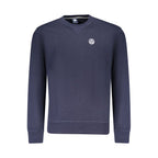North Sails blue cotton men's sweatshirt with a crew neck and long sleeves, casual and comfortable for everyday wear.