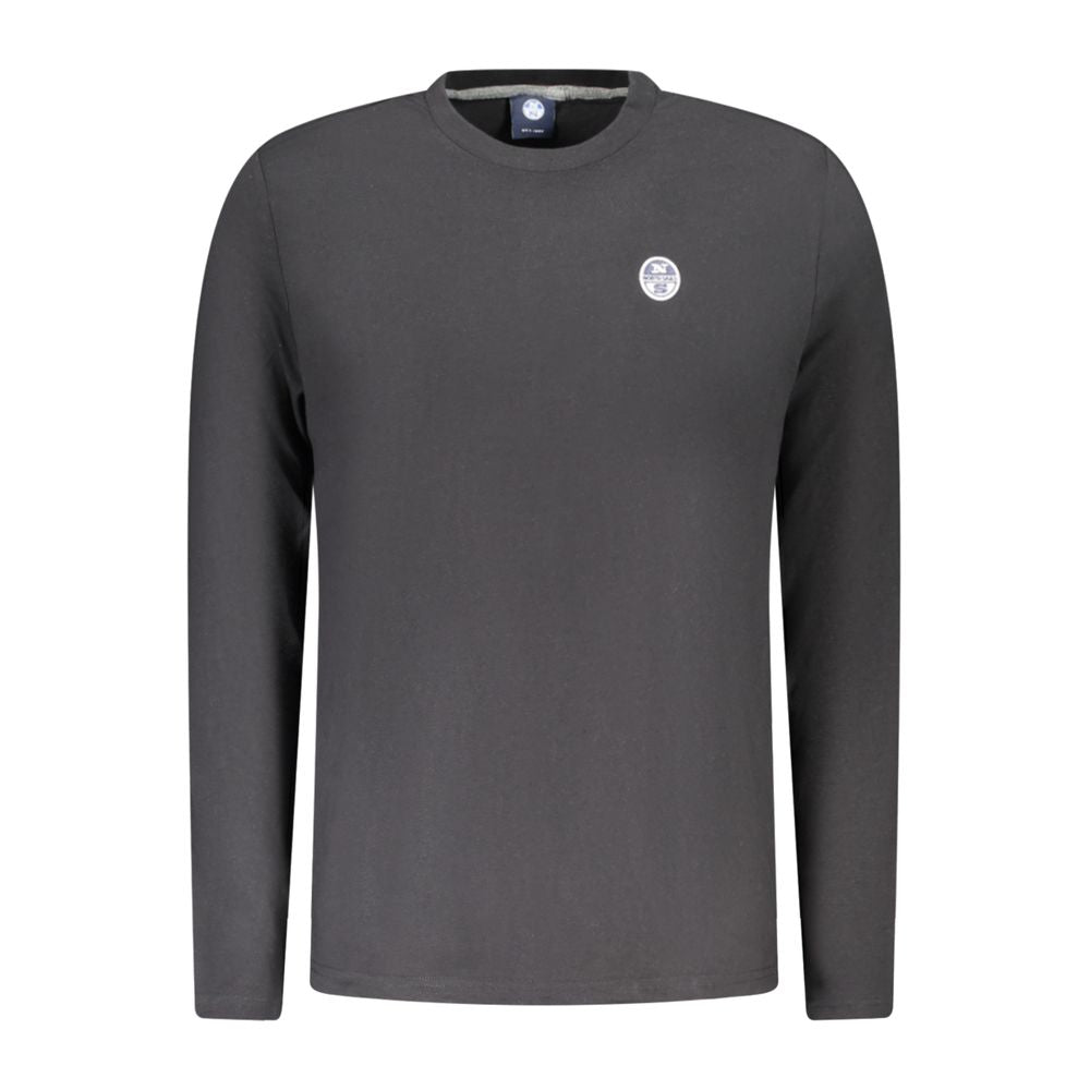 Black North Sails cotton men's T-shirt with crew neck and short sleeves, displayed flat on a white background.