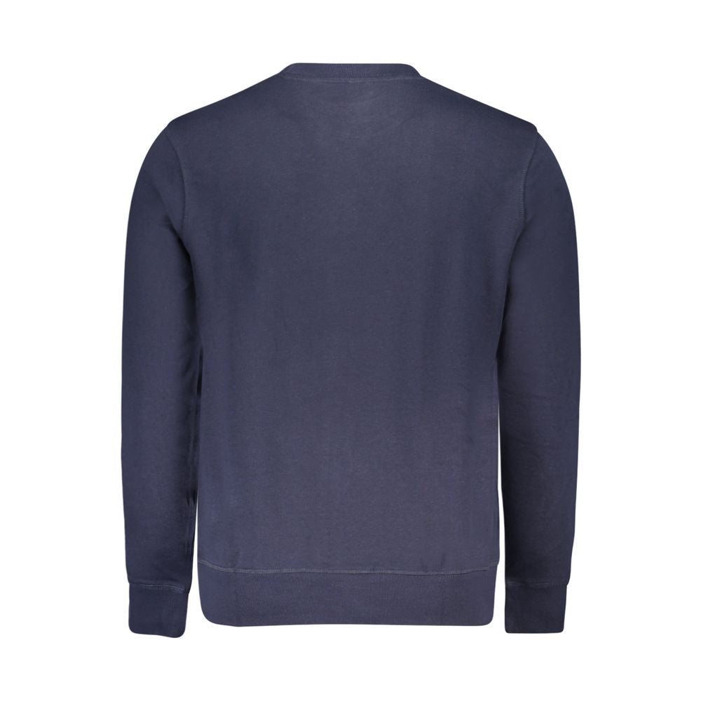 North Sails blue cotton men's sweatshirt laid flat, showcasing its casual style and soft fabric.