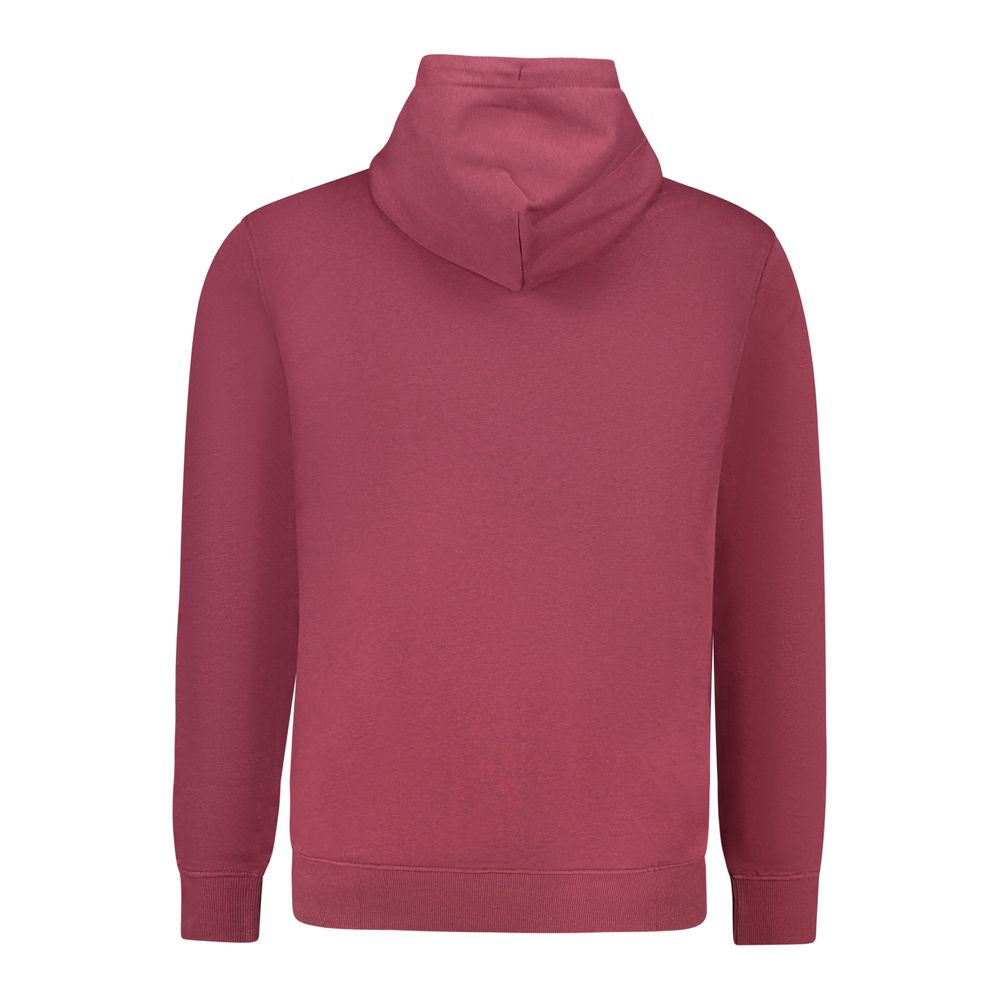 Tommy Hilfiger red cotton men's hooded sweatshirt with front pocket and adjustable drawstrings.