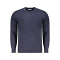 North Sails blue acrylic men's sweater displayed flat, showcasing the knit texture and classic crew neckline.