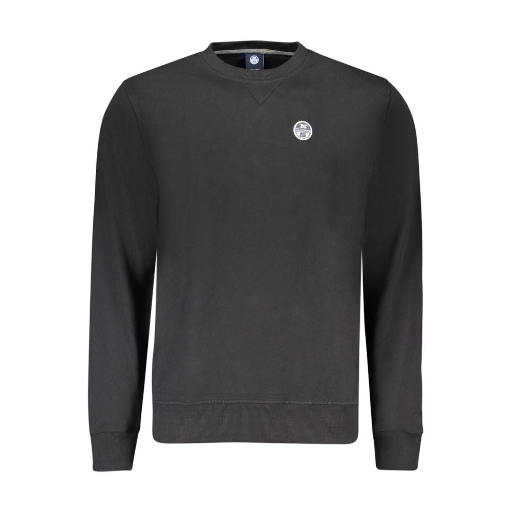 North Sails black cotton men's sweatshirt with crew neck and long sleeves, casual and comfortable for everyday wear.