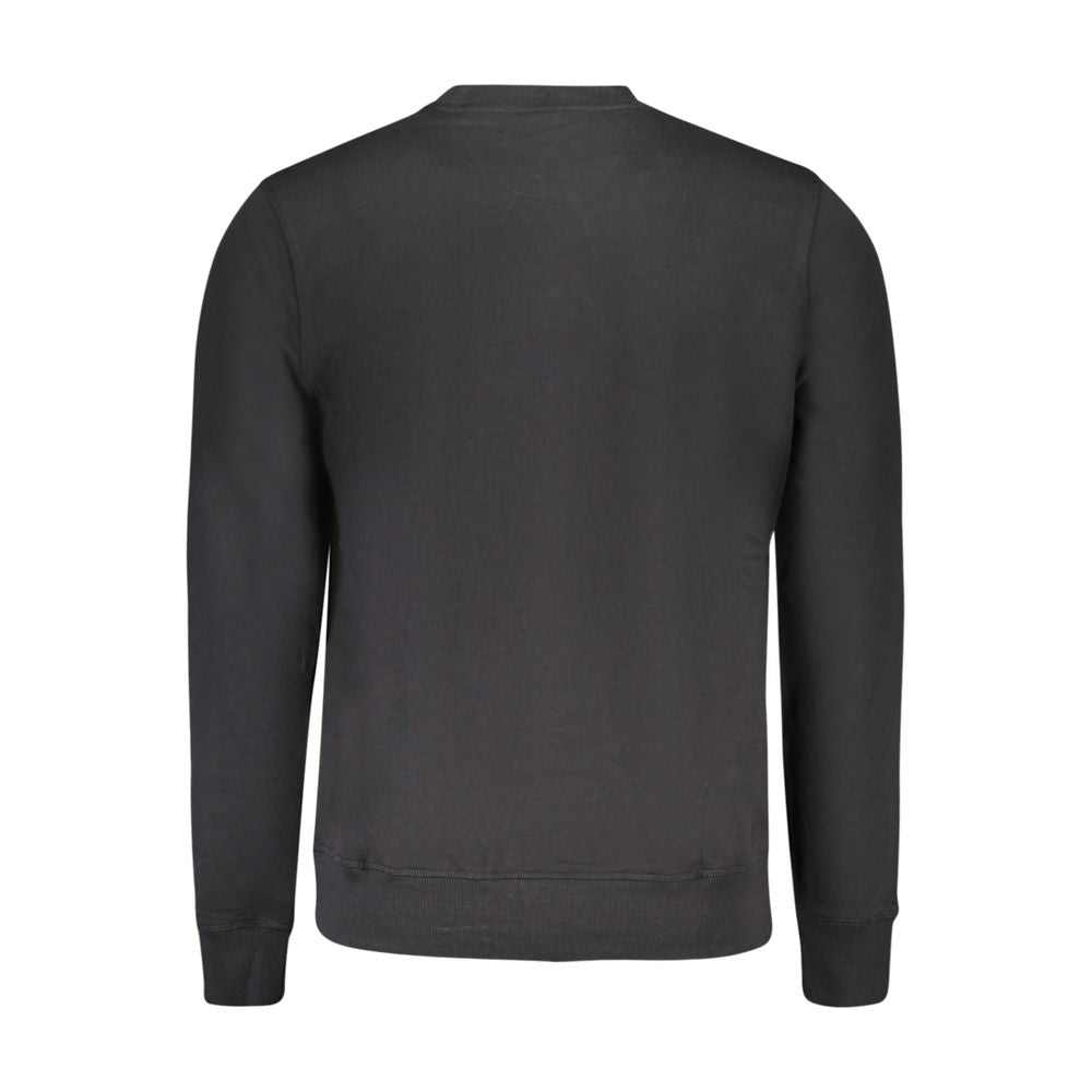 Black North Sails men's cotton sweatshirt with a crew neck and logo detail, casual and comfortable for everyday wear.