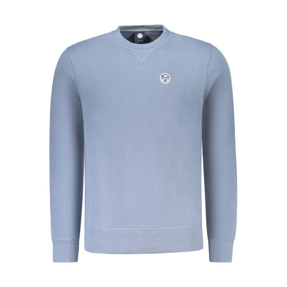 North Sails blue cotton men's sweatshirt featuring a crew neck and minimalist design, casual and comfortable for everyday wear.