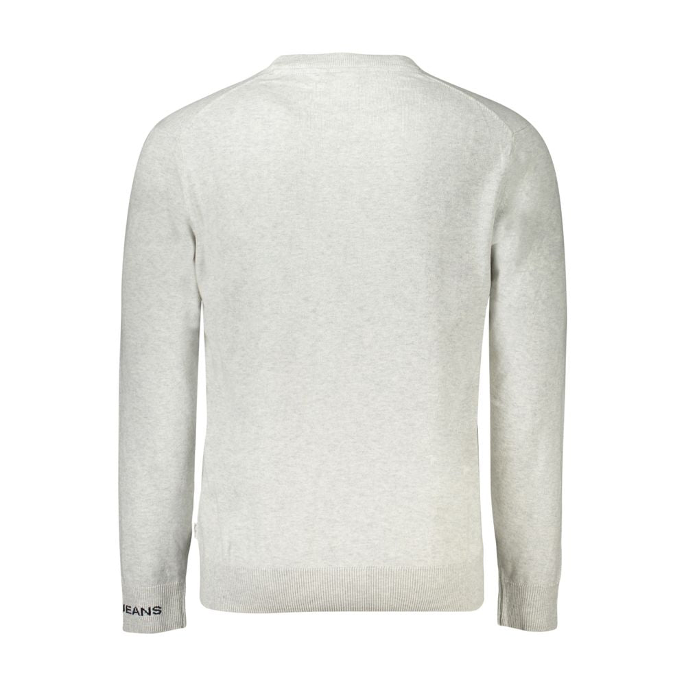 Pepe Jeans men's grey cotton sweater featuring a crew neck and ribbed cuffs, casual and comfortable for everyday wear.