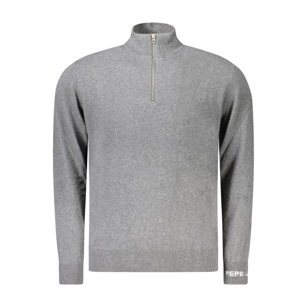 Pepe Jeans men's gray cotton sweater, featuring a classic fit with ribbed cuffs and neckline, casual and comfortable for everyday wear.