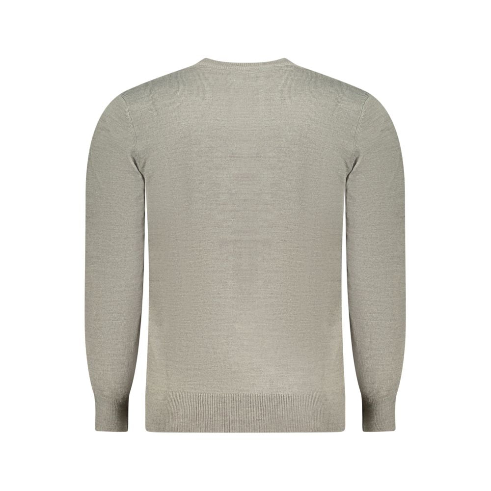 Gray acrylic men's sweater by North Sails, featuring a classic knit design and crew neckline, displayed on a plain background.
