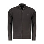 North Sails Nero Acrylic Men Cardigan displayed with front view, featuring a classic knit design and button closure.