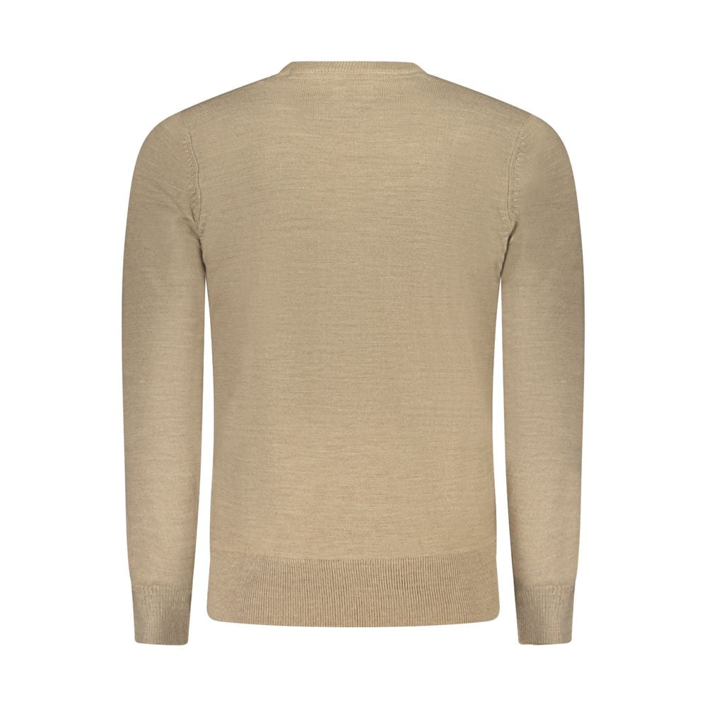North Sails Marrone acrylic men's sweater showing a cozy, brown knit fabric with a round neckline and ribbed cuffs.