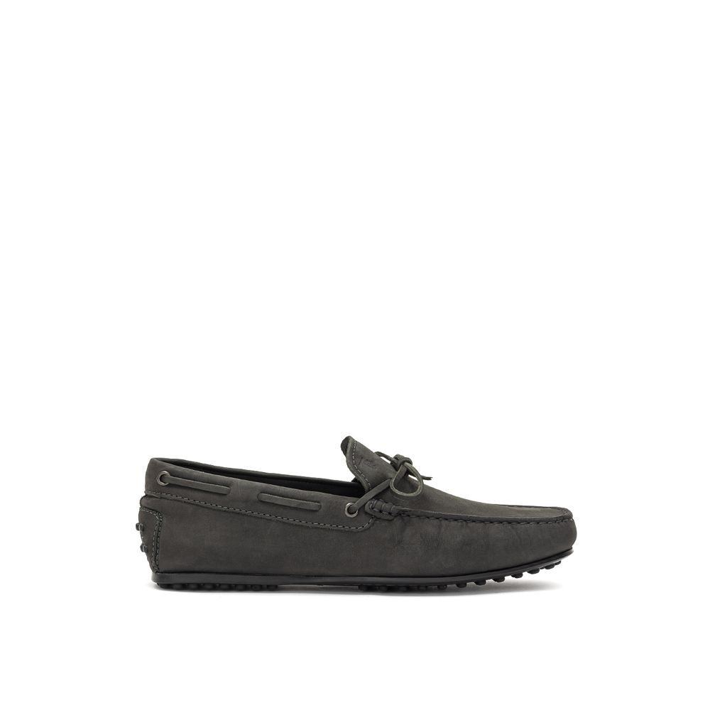 Gray Nubuck leather moccasin by Tod's, featuring classic stitching and a sleek design for casual or dress wear.