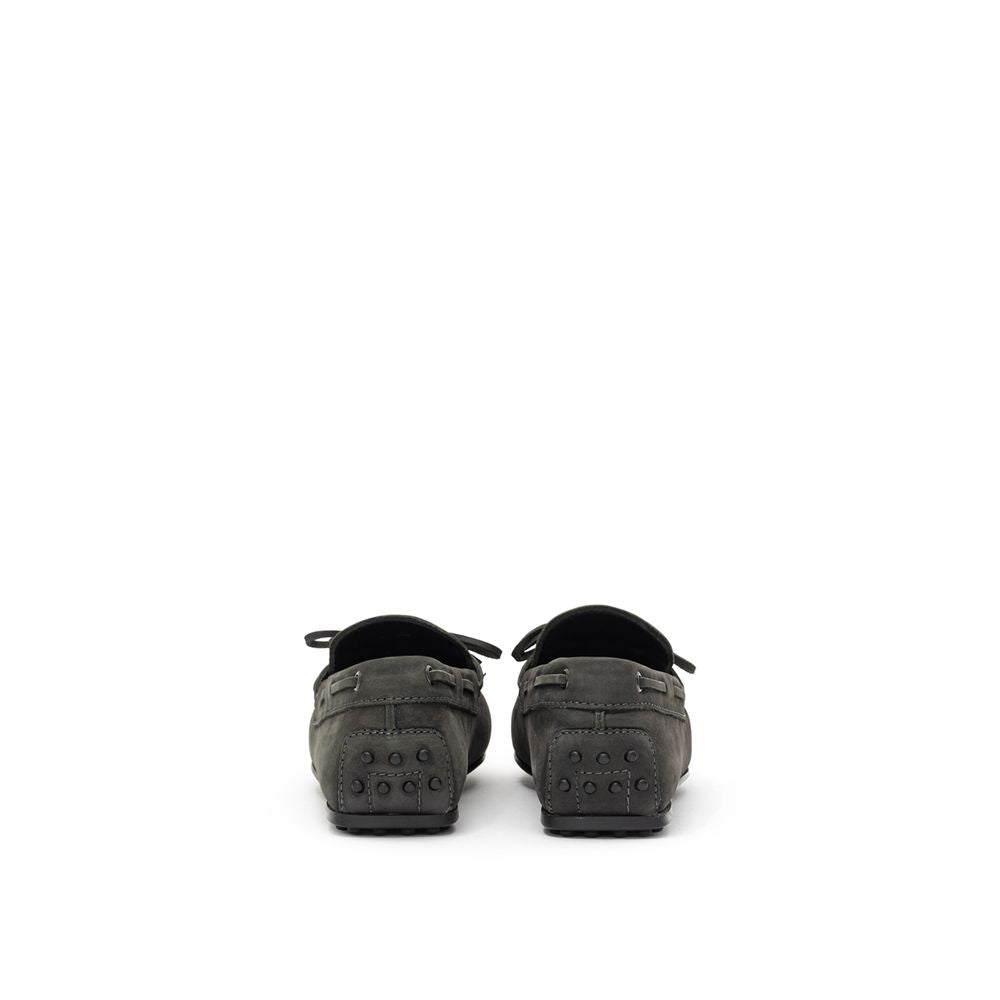 Gray Nubuck Leather Moccasins by Tod's featuring classic slip-on design and subtle stitching details.