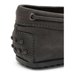 Gray Nubuc leather moccasins by Tod's featuring classic slip-on design and subtle stitching details.