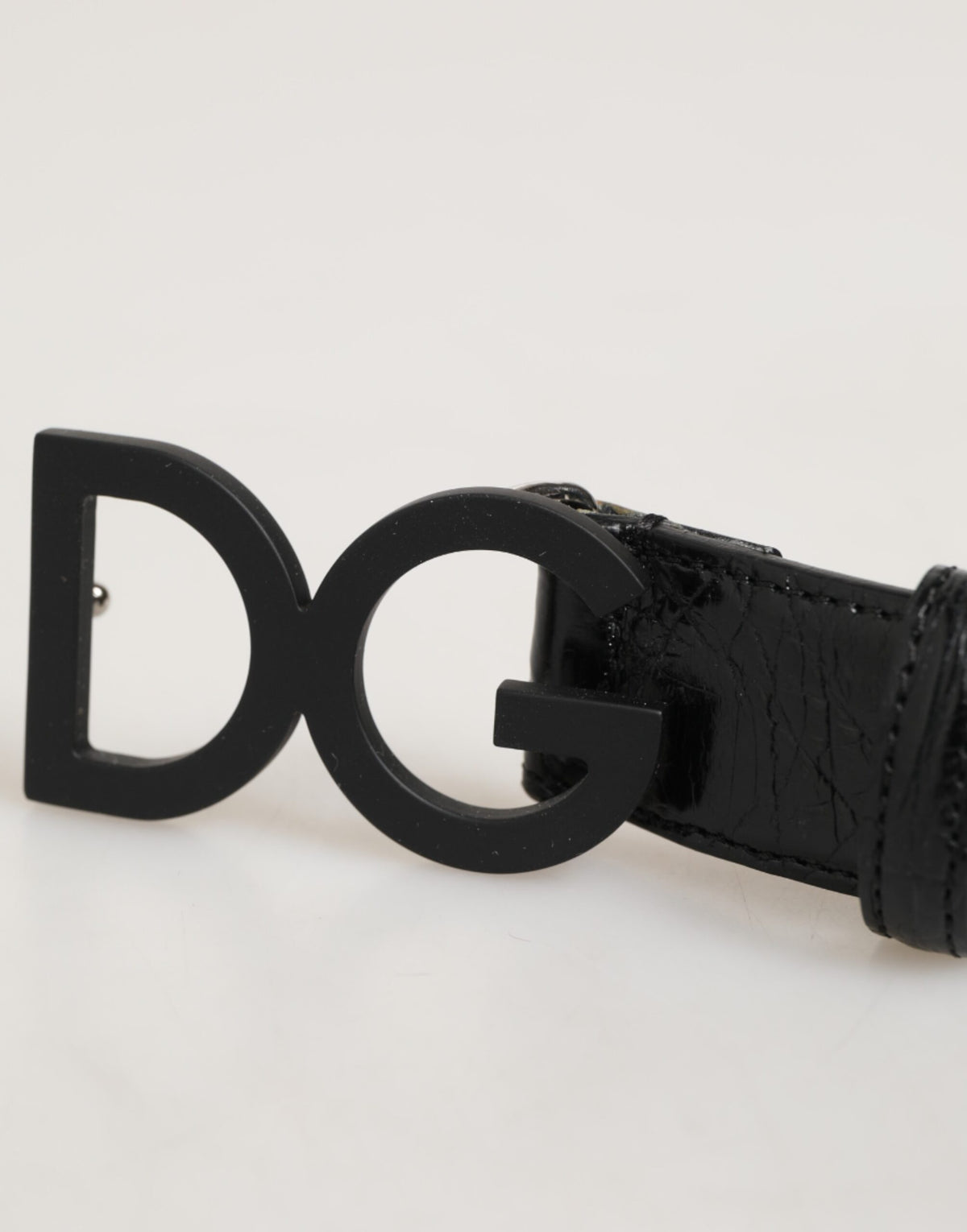 Dolce & Gabbana Black Exotic Leather Metal Logo Buckle Belt - Eljoys Fashion 