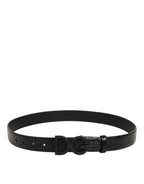 Dolce & Gabbana Black Exotic Leather Metal Logo Buckle Belt - Eljoys Fashion 