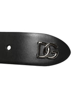 Dolce & Gabbana Black Calf Leather Studded Silver Buckle Belt - Eljoys Fashion 