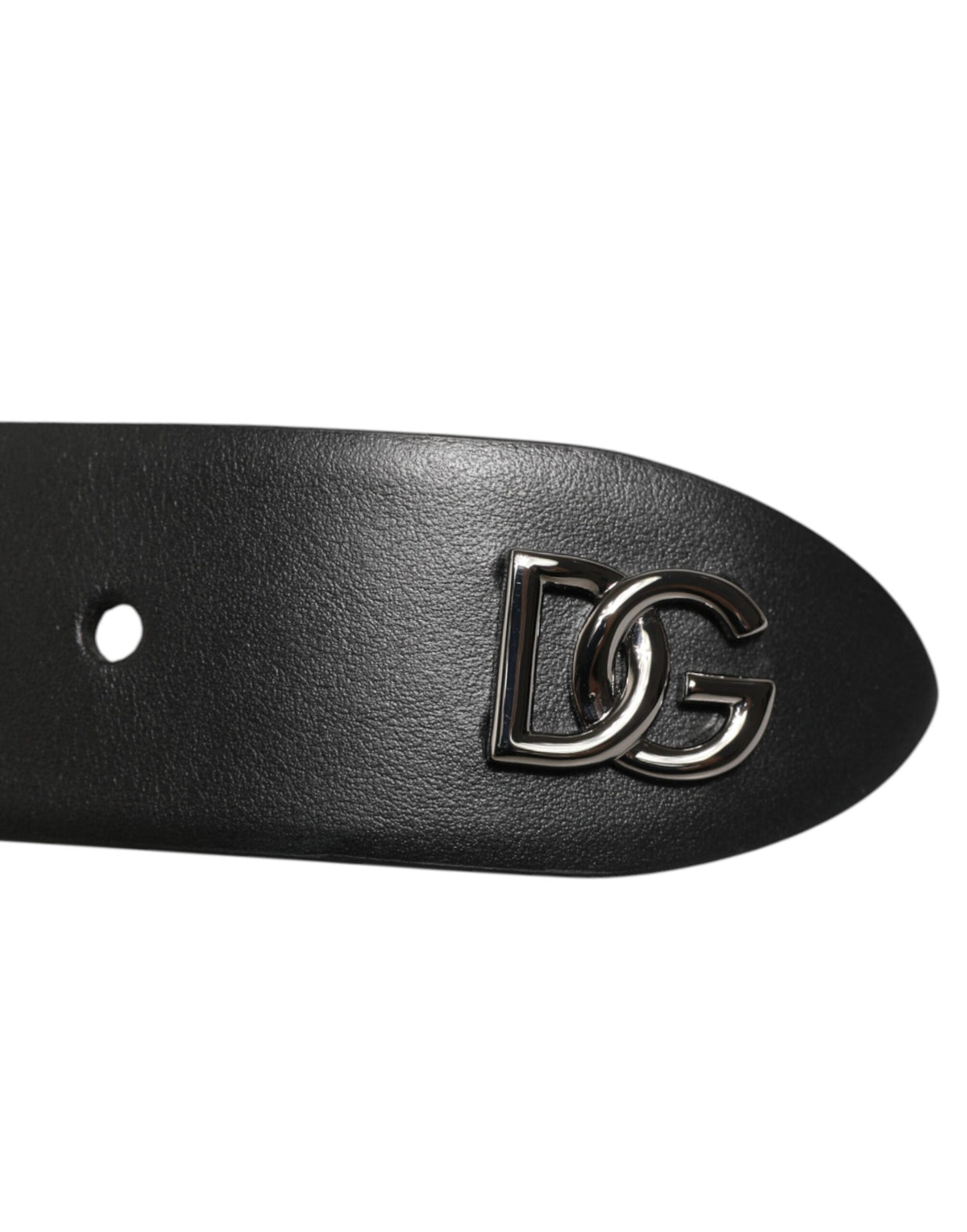 Dolce & Gabbana Black Calf Leather Studded Silver Buckle Belt - Eljoys Fashion 