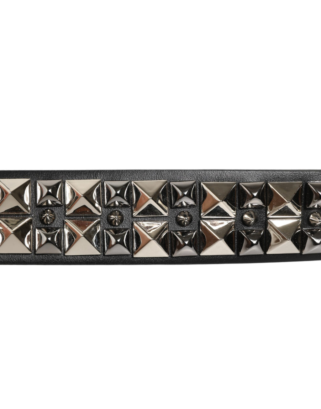 Dolce & Gabbana Black Calf Leather Studded Silver Buckle Belt - Eljoys Fashion 