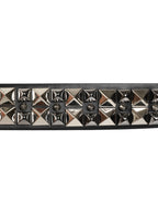 Dolce & Gabbana Black Calf Leather Studded Silver Buckle Belt - Eljoys Fashion 