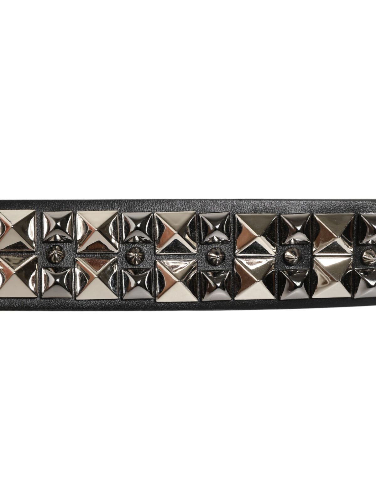 Dolce & Gabbana Black Calf Leather Studded Silver Buckle Belt - Eljoys Fashion 