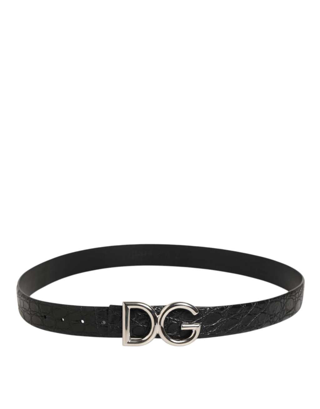 Dolce & Gabbana Black Exotic Leather DG Logo Buckle Belt - Eljoys Fashion 