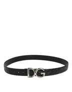 Dolce & Gabbana Black Exotic Leather DG Logo Buckle Belt - Eljoys Fashion 