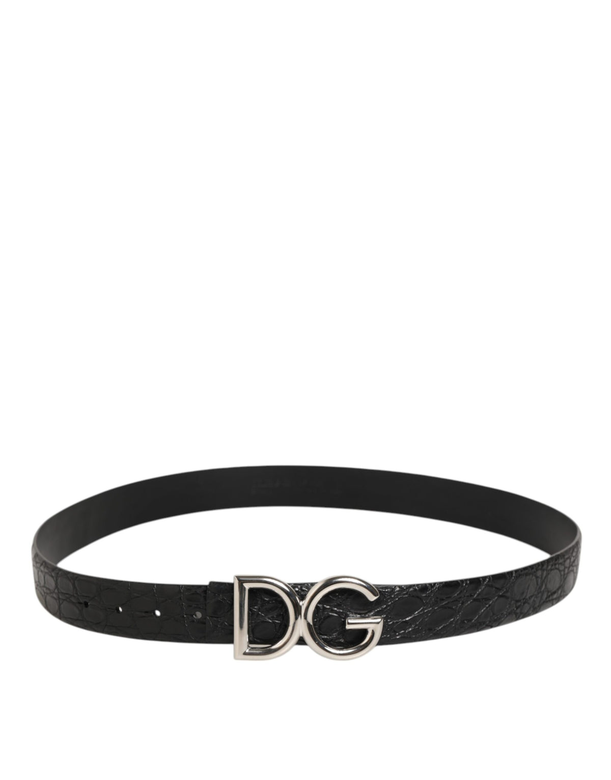 Dolce & Gabbana Black Exotic Leather DG Logo Buckle Belt - Eljoys Fashion 