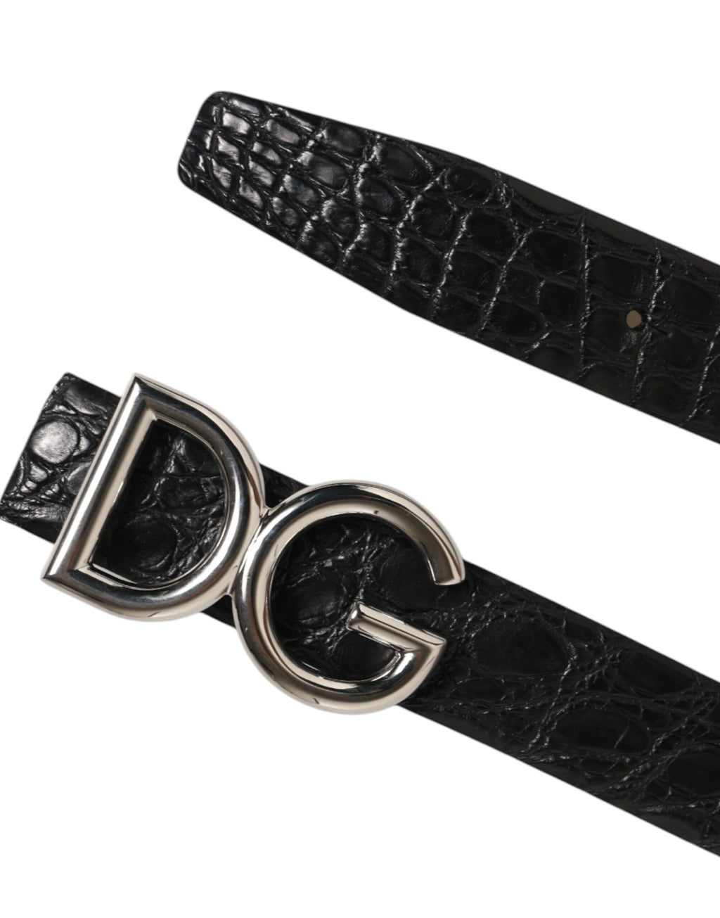 Dolce & Gabbana Black Exotic Leather DG Logo Buckle Belt - Eljoys Fashion 