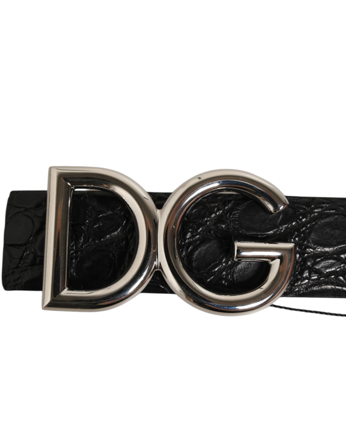 Dolce & Gabbana Black Exotic Leather DG Logo Buckle Belt - Eljoys Fashion 