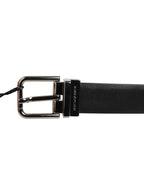 Dolce & Gabbana Black Leather Studded Silver-Tone Buckle Belt - Eljoys Fashion 