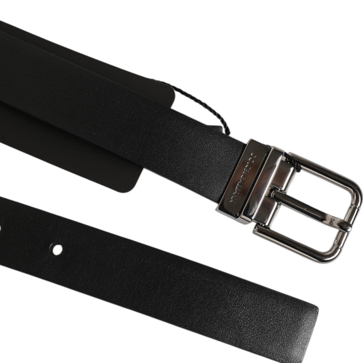 Dolce & Gabbana Black Leather Studded Silver-Tone Buckle Belt