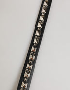 Dolce & Gabbana Black Leather Studded Silver-Tone Buckle Belt - Eljoys Fashion 