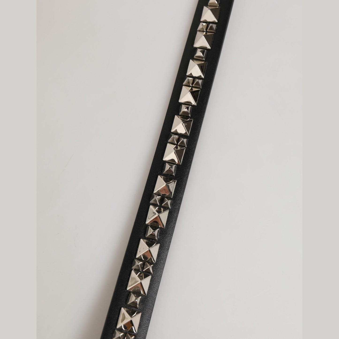 Dolce & Gabbana Black Leather Studded Silver-Tone Buckle Belt