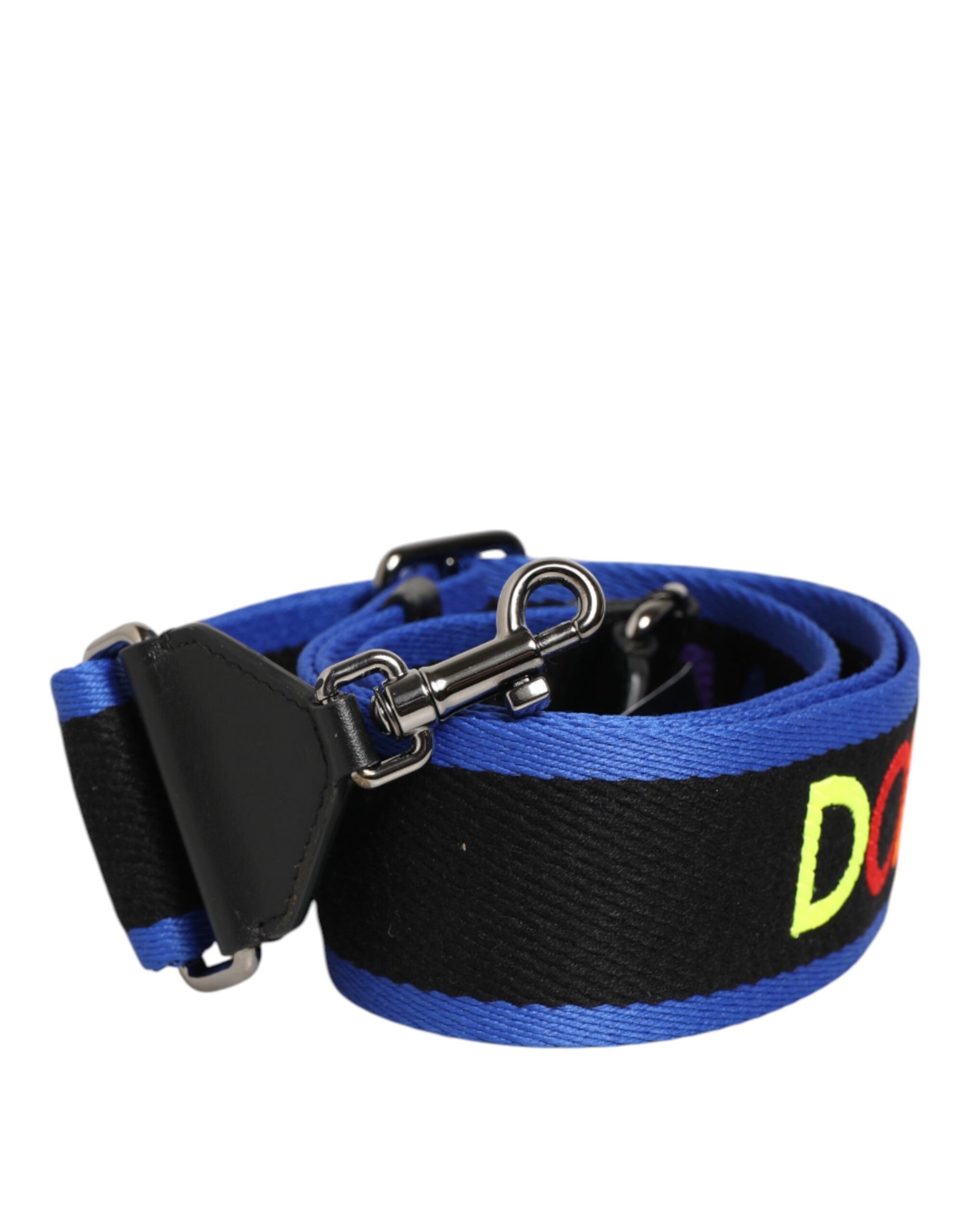 Dolce & Gabbana Black Blue Colorful Lettering Bag Handle Shoulder Strap Dolce & Gabbana