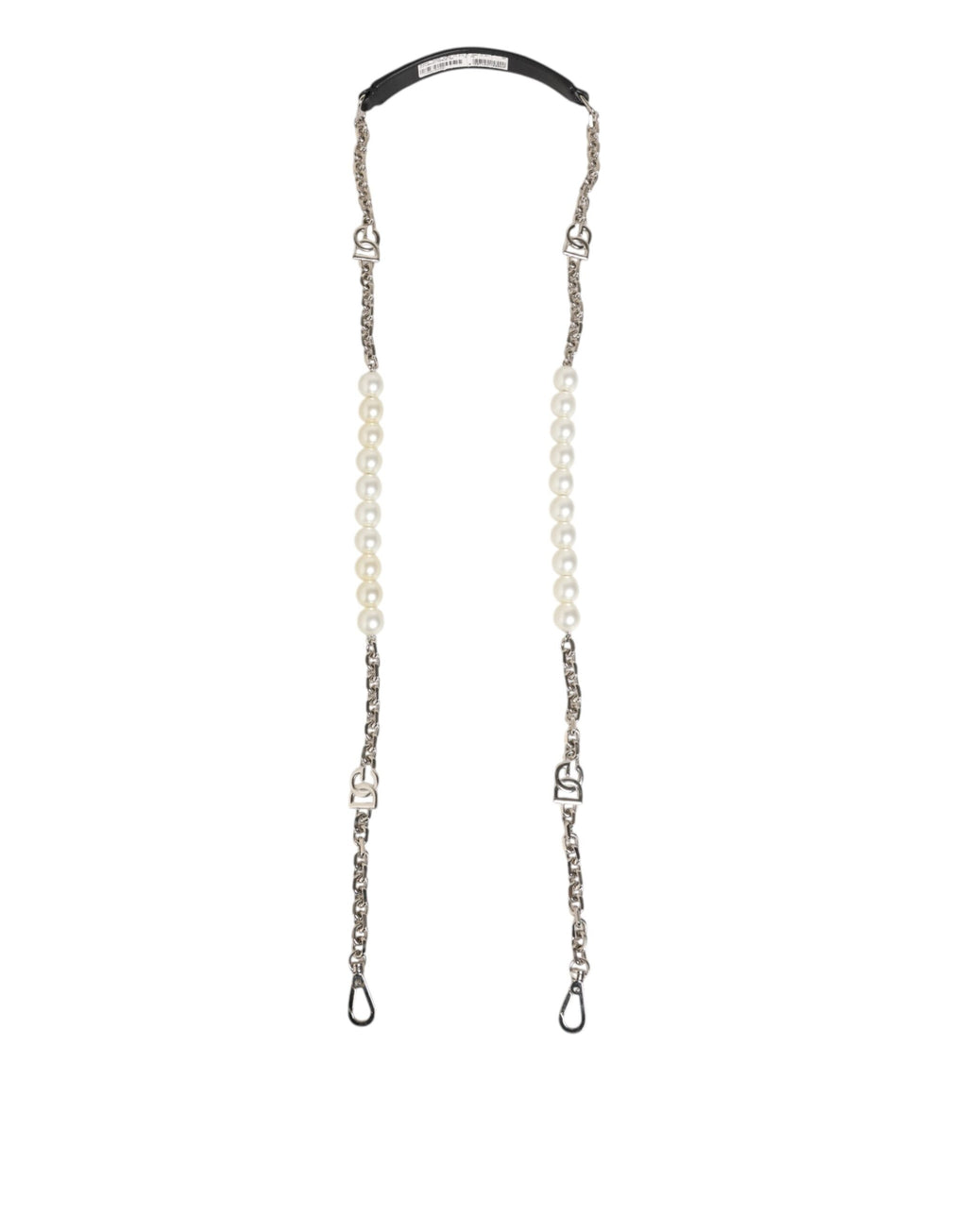 Dolce & Gabbana Black Leather Pearl Chain Bag Accessory Shoulder Strap - Eljoys Fashion 