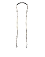 Dolce & Gabbana Black Leather Pearl Chain Bag Accessory Shoulder Strap - Eljoys Fashion 
