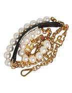 Dolce & Gabbana Black Leather Gold Chain Bag Accessory Shoulder Strap - Eljoys Fashion 