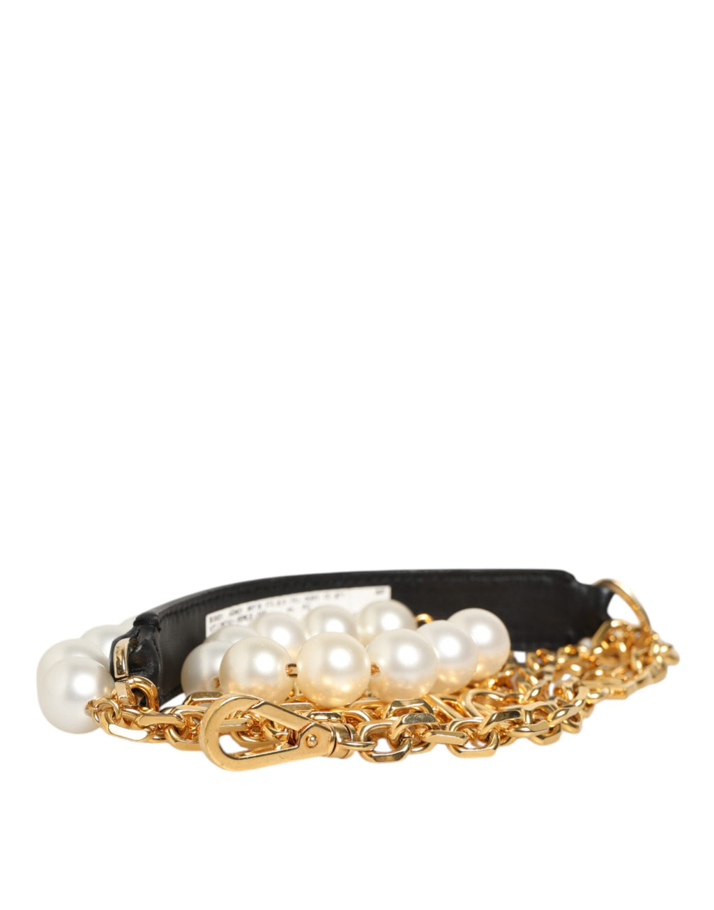 Dolce & Gabbana Black Leather Gold Chain Bag Accessory Shoulder Strap - Eljoys Fashion 