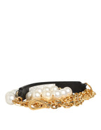 Dolce & Gabbana Black Leather Gold Chain Bag Accessory Shoulder Strap - Eljoys Fashion 