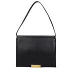 Jil Sander black leather shoulder bag with sleek design and adjustable strap, stylish accessory for everyday wear.