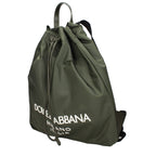 Dolce & Gabbana green nylon backpack with adjustable straps and logo accents, stylish and functional for everyday use.