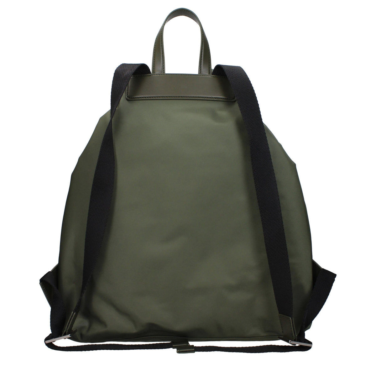Dolce & Gabbana green nylon backpack with adjustable straps, front zip pocket, and branded logo detail.
