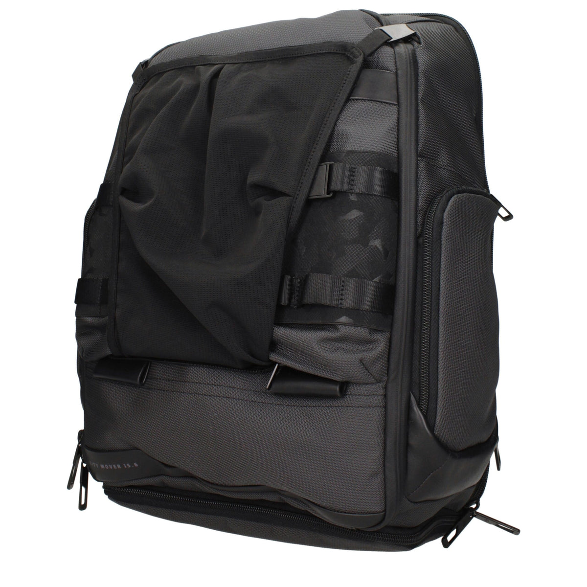 Gray fabric Piquadro backpack with adjustable straps and multiple compartments, designed for everyday use.