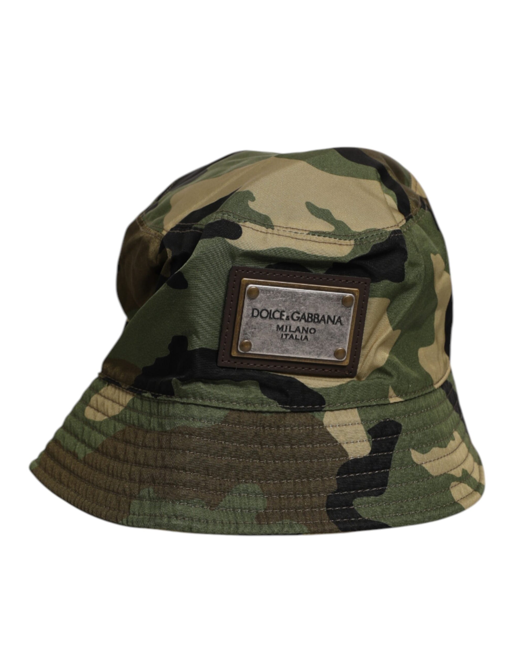 Dolce & Gabbana Green Camouflage Polyamide Logo Bucket Cap Hat Dolce & Gabbana