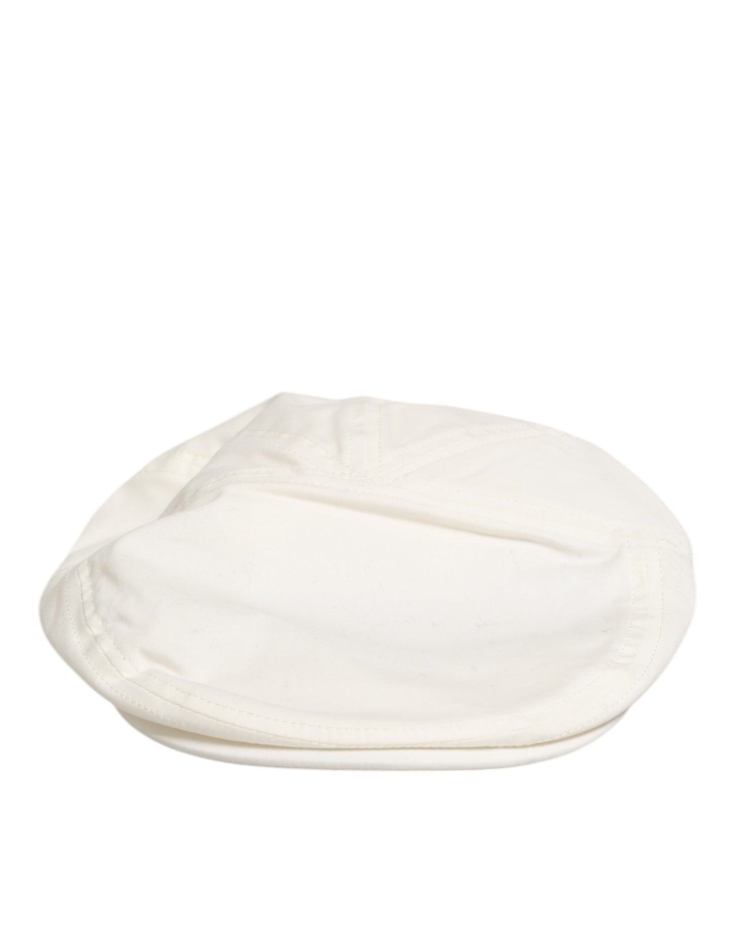 Dolce & Gabbana White Cotton Blend Leather Trim Flat Men Cap Hat Dolce & Gabbana