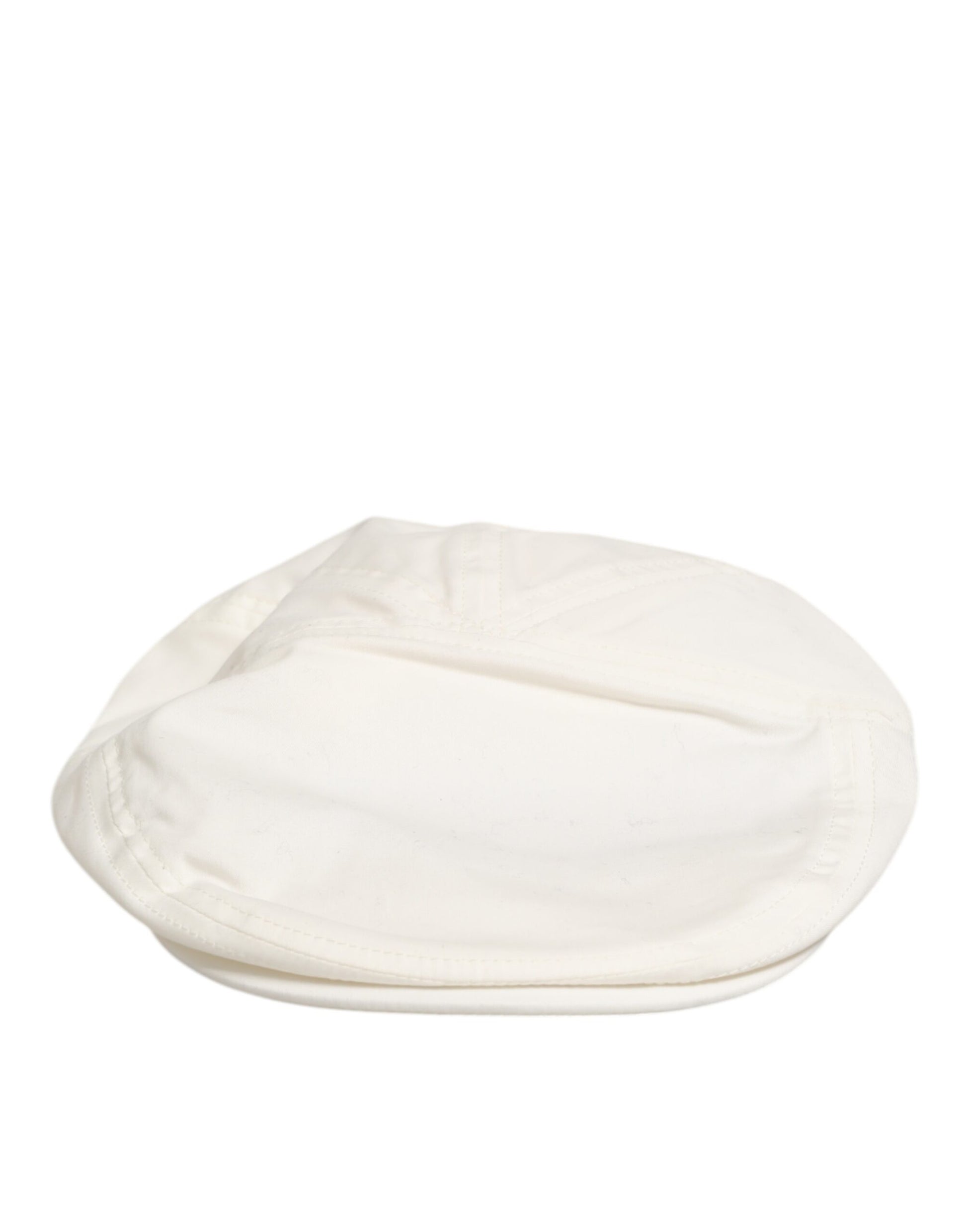 Dolce & Gabbana White Cotton Blend Leather Trim Flat Men Cap Hat Dolce & Gabbana