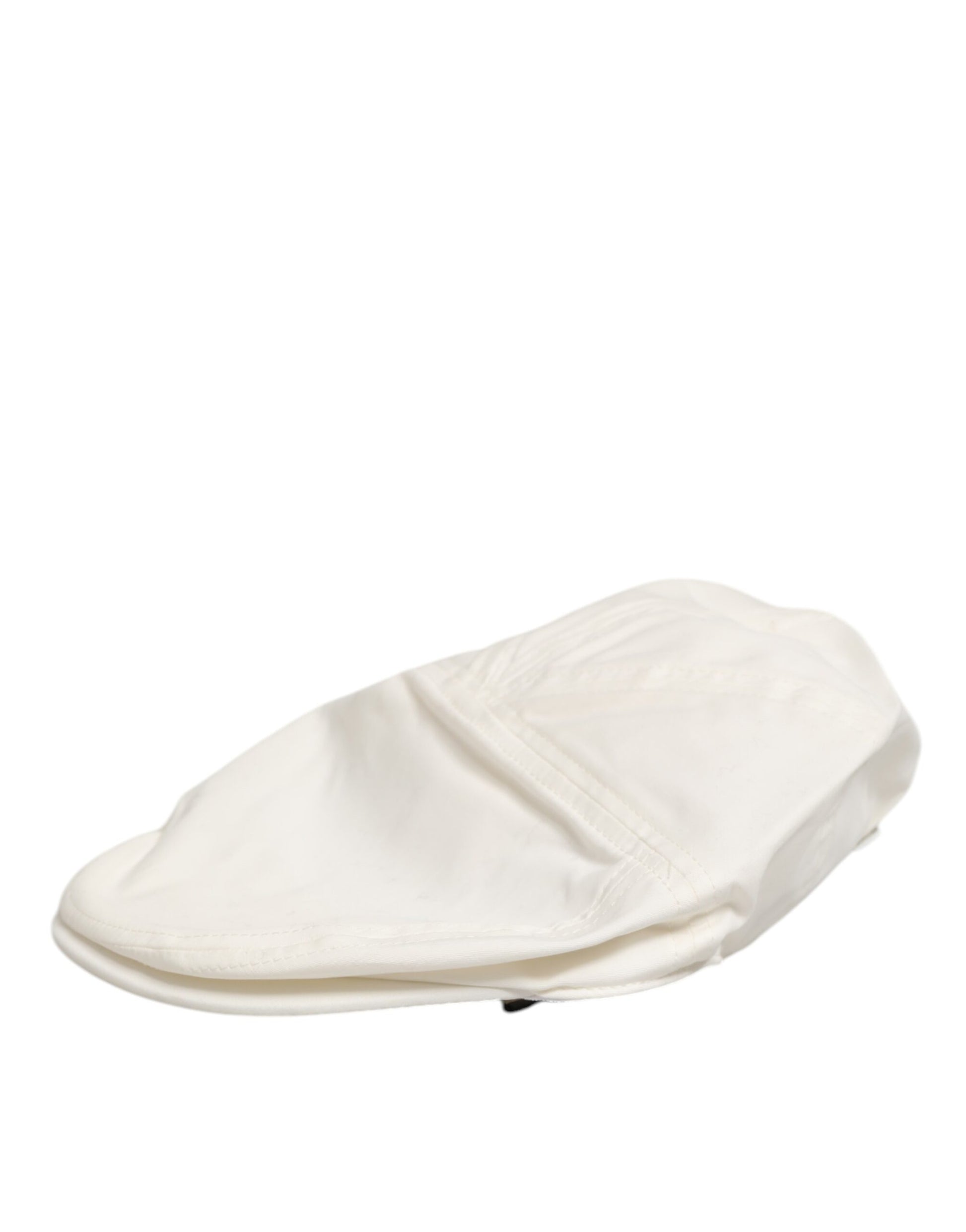 Dolce & Gabbana White Cotton Blend Leather Trim Flat Men Cap Hat Dolce & Gabbana