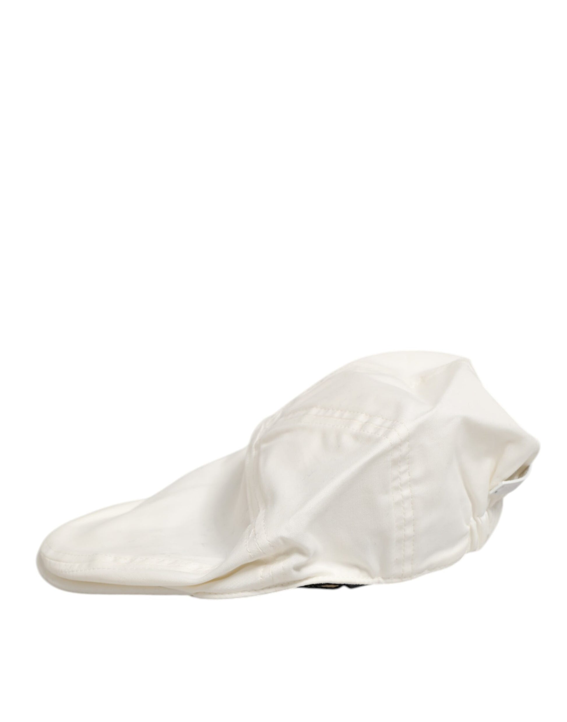 Dolce & Gabbana White Cotton Blend Leather Trim Flat Men Cap Hat Dolce & Gabbana