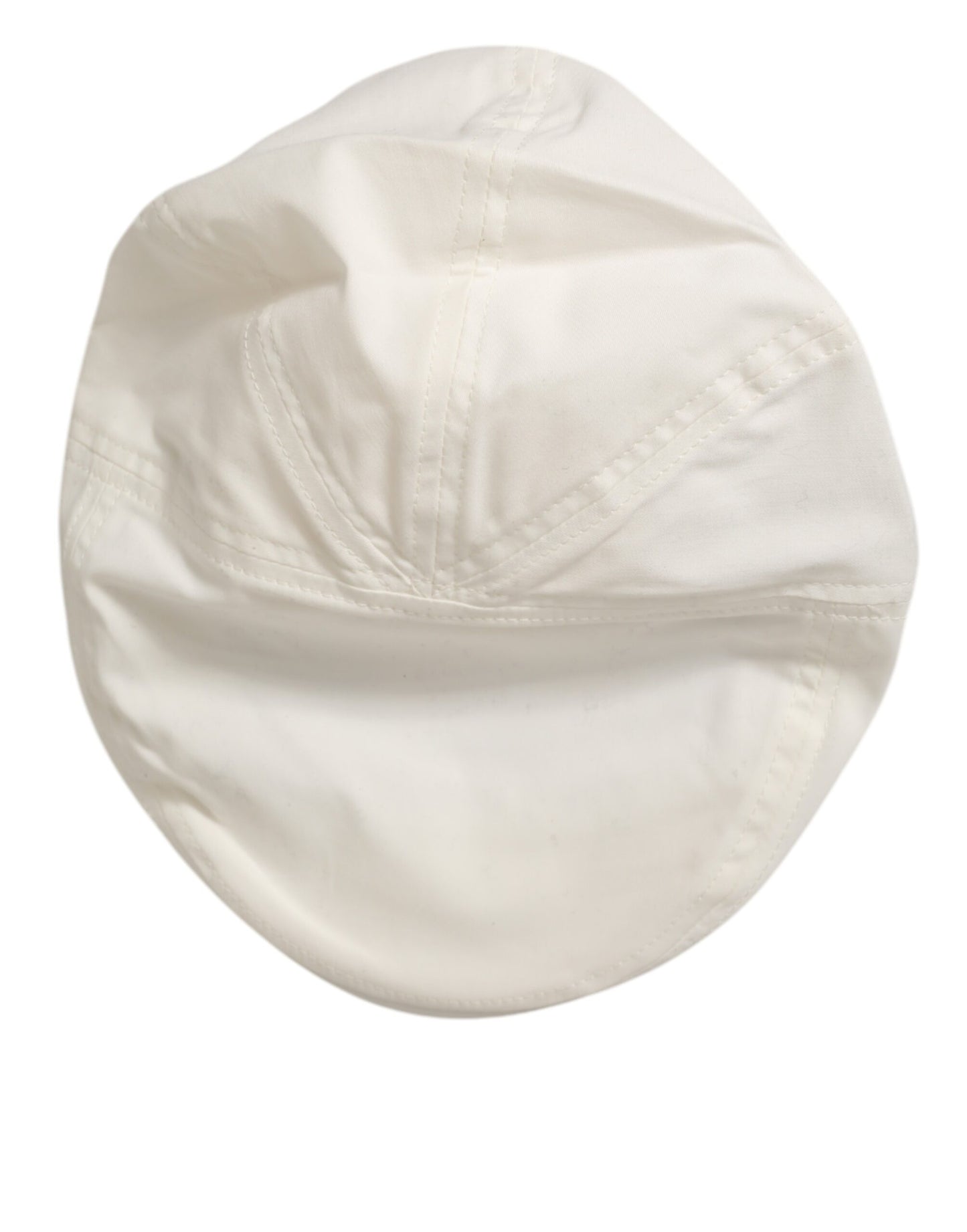 Dolce & Gabbana White Cotton Blend Leather Trim Flat Men Cap Hat Dolce & Gabbana